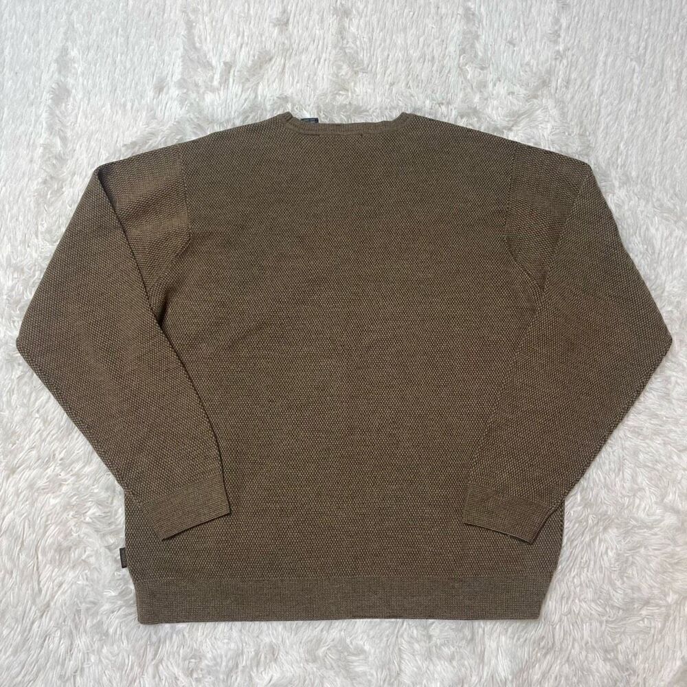 IZOD Sweater Mens Large Brown Pullover Merino Wool Blend Stretchy Crew Neck - Picture 8 of 8